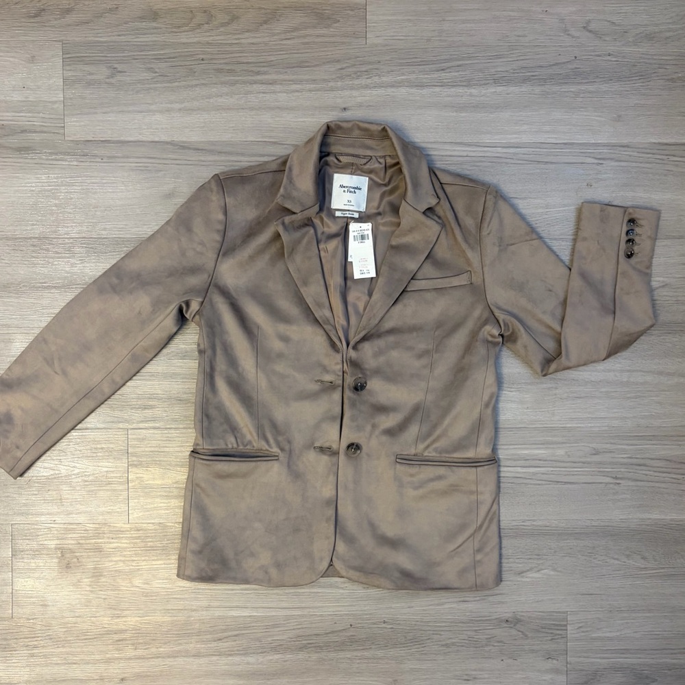Abercrombie & Fitch Taupe Suede Blazer Jacket